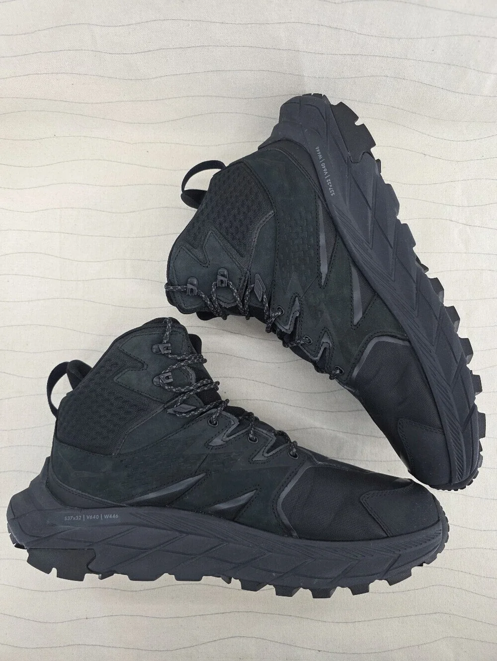 Hoka Mens Anacapa Mid GTX Black Trail Hiking Boots Shoes 1122018 BBLC Sz 12D EUC